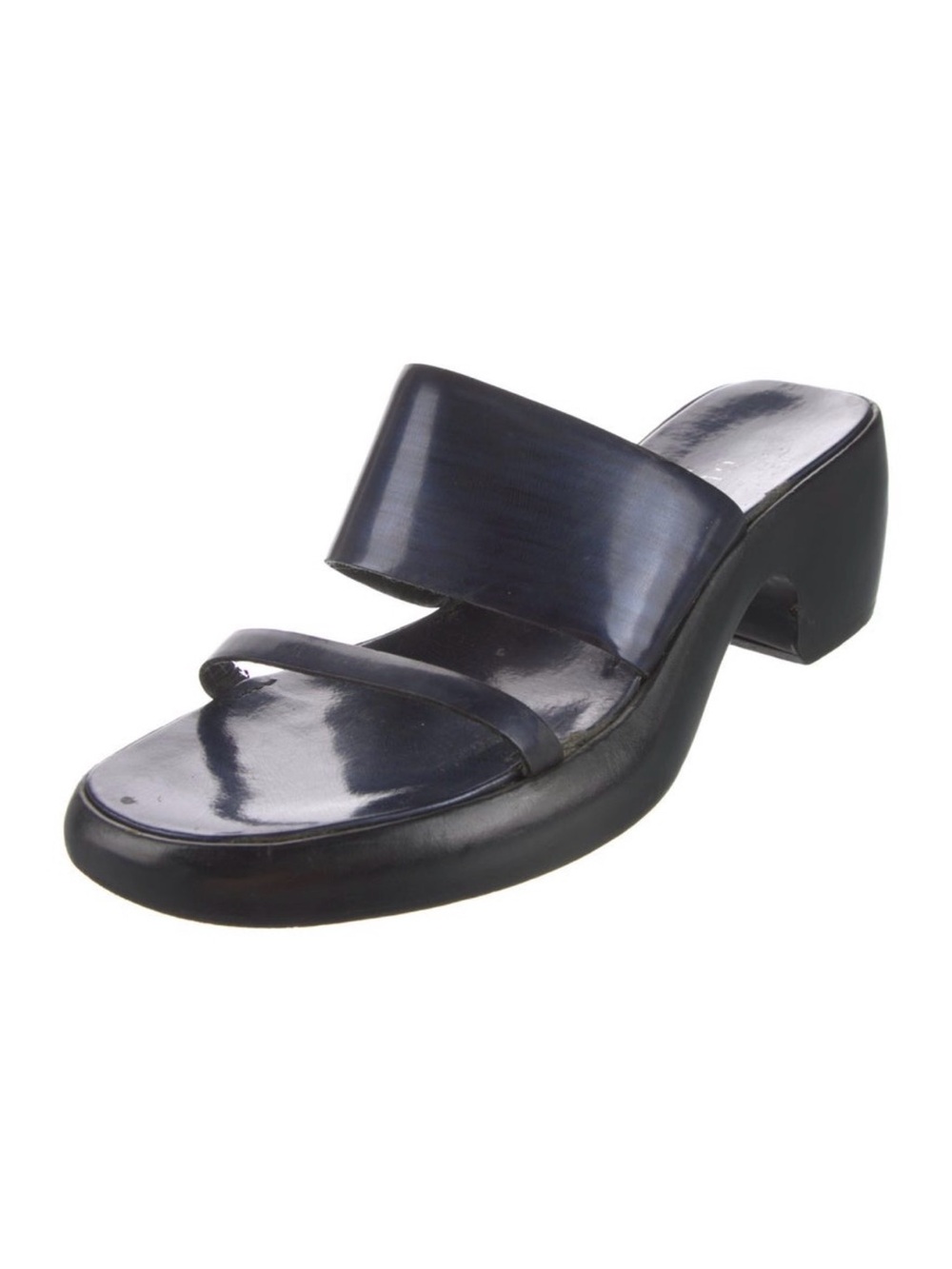 Gucci Platform Slides, Dark Blue Leather